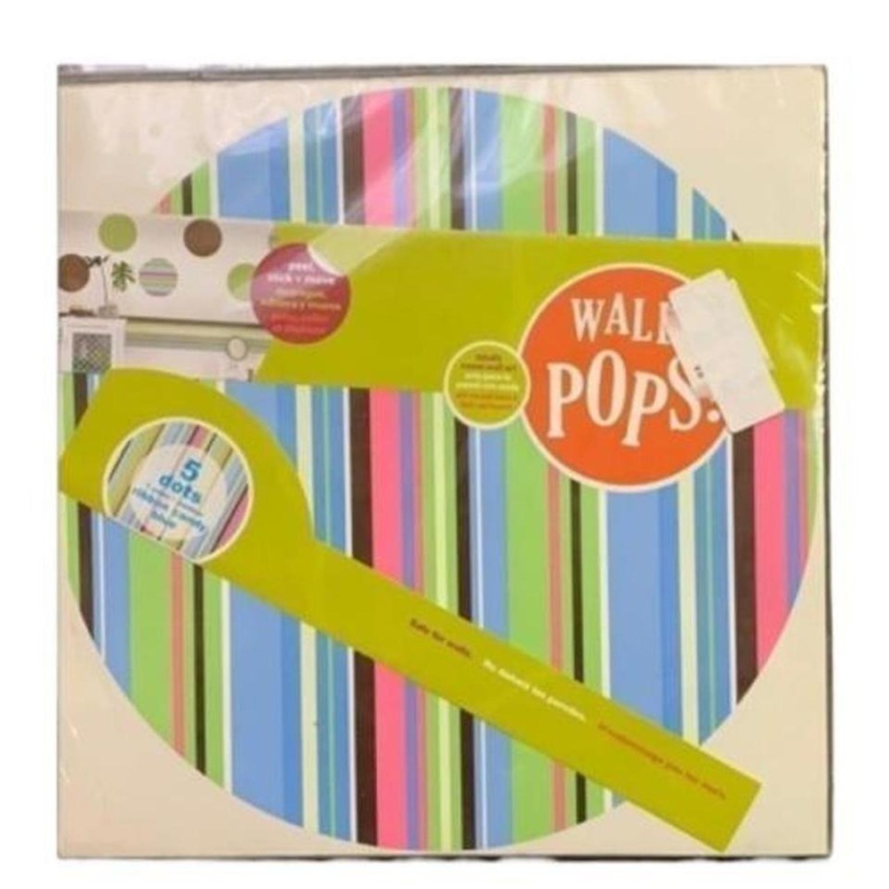 WallPops Wall Decals 13" Ribbon Candy Blue Striped Circles Peel Stick Set of 5
